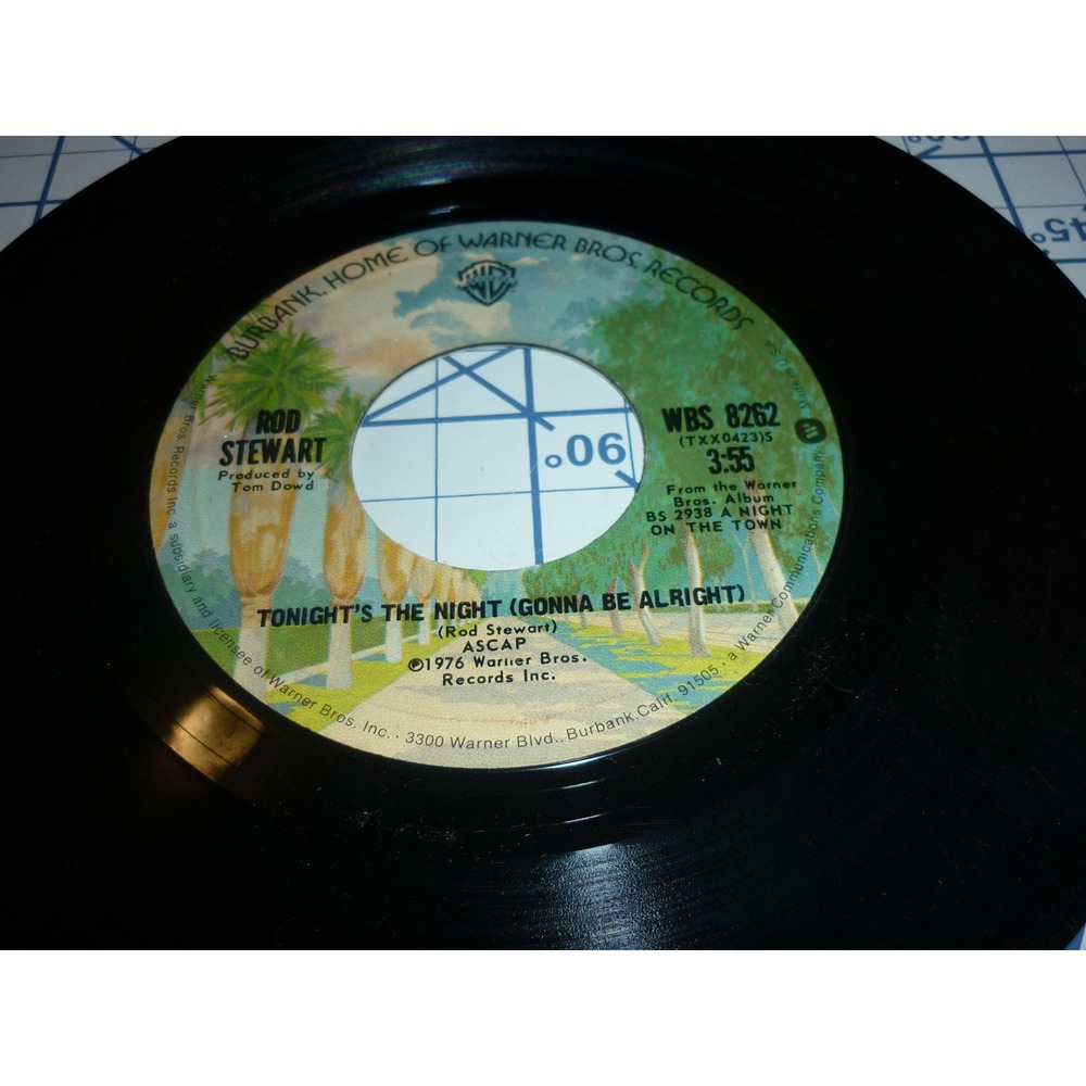 Rod Stewart Tonight's the Night Gonna Be Alright 45 RPM Vinyl 7" WBS 8262 1976